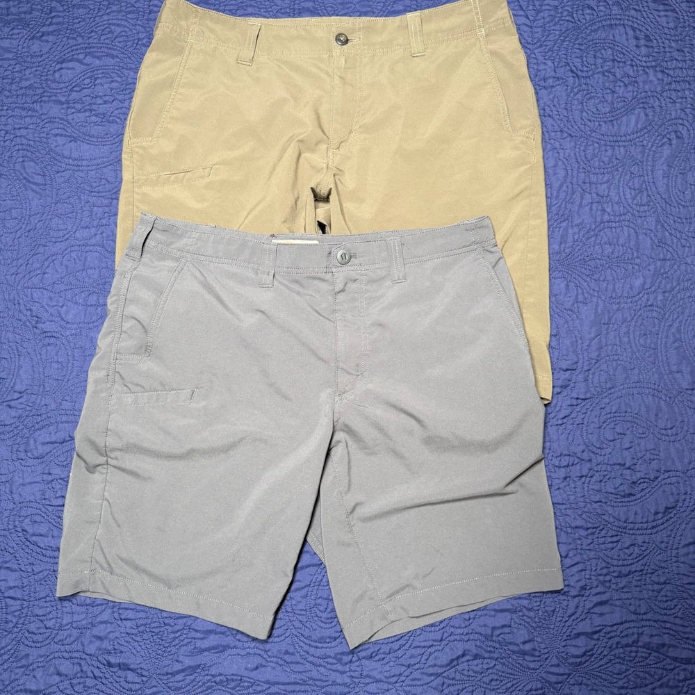 Lot of 2 5.11 Tactical Mens Shorts Khaki Gray Size 38 Performance Utility Pocket